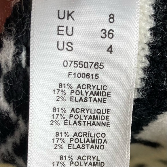 ASOS DESIGN Fair Isle Holiday Knit Sweater Dress Off-Shoulder Shape Cream &Black - Picture 7 of 7